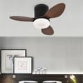 Ceiling Fan 25/42 inch with LED Lighting, Quiet Ceiling Fan with Remote Control and 3 Light Modes Brown 64cm