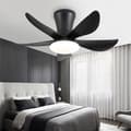 Ceiling fan 76 cm with LED lighting, reversible and quiet ceiling fan with remote control for bedroom Black