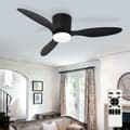 Ceiling Fan 25/42 inch with LED Lighting, Quiet Ceiling Fan with Remote Control and 3 Light Modes Black 107cm