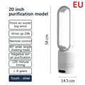 20 tommer bladløs tårnventilator - 220V lydløs luftrenser til sommer - sølv Silver