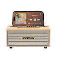 Pikkukuva 3 / 3: Langaton Bluetooth 5.0 8W Bronx -kaiutin älypuhelintelineellä, retrodesign, valkoinen/harmaa Vit grå