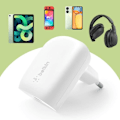 Miniatyrbillede 4 af 6: Belkin Hvid USB C 30W Power Delivery PPS Flad og Kompakt Stikoplader Vit