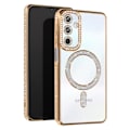 Miniatyrbillede 1 af 6: Diamantetui til Samsung Galaxy A25 - AVIZAR - Guld Rhinestone Outline - Stiv - Syntetisk - Blandet Gul