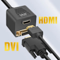 Miniatyrbillede 3 af 5: LinQ Compact HDMI han til DVI-D hun og HDMI hun adapter sort