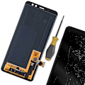 Miniatyrbillede 4 af 4: Komplet enhed til Samsung Galaxy A8 2018 LCD-skærm og berøringsglas sort Svart