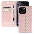 Miniatyrbillede 1 af 6: Folio Cover til iPhone 16 Pro Max - AVIZAR - Diamantkortholder Video Support - Pink Rosa