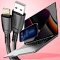 Miniatyrbillede 4 af 5: USB til Lightning-kabel 6A Dataoverførsel 480Mbps 25cm XO Sort Svart