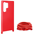 Miniatyrbillede 2 af 5: Semi-Stiv Cord Case til Samsung Galaxy S24 Ultra Red - AVIZAR - Casual - Almindelig - Hævede kanter Röd