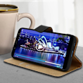 Pikkukuva 3 / 4: Lompakon kansi - AVIZAR - Samsung Galaxy A6 - Aitoa nahkaa - Täysi suoja - Musta Svart