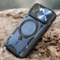 Miniatyrbild 3 av 5: Coque MagSafe - AVIZAR - iPhone 15 - Inbyggd kameraskydd - Bi-material - Blå Blå