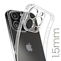 Pikkukuva 3 / 5: Silikonikotelo iPhone 16 Prolle, paksuus 1,5 mm suojattu kamera läpinäkyvä Transparent