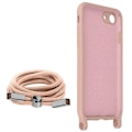 Miniatyrbillede 2 af 5: Halsbåndscover iPhone 7, 8, SE 2020 og 2022 Halvstiv Halssnor med halsrem Pink Rosa