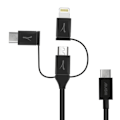 Miniatyrbillede 1 af 5: USB-kabel til USB-C, Lightning, Micro-USB Opladning Synkronisering 1m Akashi Sort