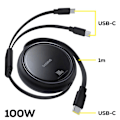 Pikkukuva 3 / 6: Baseus Musta 2x USB-C 100W Nopea Lataus ja Tiedonsiirto Laajennuskaapeli