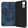 Pikkukuva 1 / 5: AVIZAR kotelo Xiaomi Redmi Note 11:lle ja Note 11s:lle - Denim Kangas - Korttiteline ja videotuki - Sininen Blå