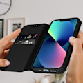 Pikkukuva 3 / 4: iPhone 13 Flip Wallet Case -videotukitoiminto - AVIZAR - Musta - Jäykkä - Matta - Sekoitettu Svart
