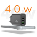 Miniatyrbillede 3 af 5: Netoplader - LINQ - LinQ 40W - USB QC 3.0 - 2x USB-C strømforsyning Svart