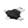 Miniatyrbild 1 av 4: Kortläsare Micro-SD 4 i 1 - Kompakt - Svart - USB-C - Lightning - Micro-USB