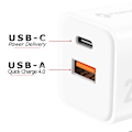 Miniatyrbillede 3 af 6: GaN III 20W Strømadapter med USB-C + USB Mini Format Forcell Hvid Vit