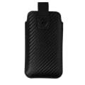 Miniatyrbillede 1 af 5: Smartphone Bæltetaske Carbon Effect Pull-Up Tab Størrelse XS Forcell Sort Kol