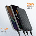 Pikkukuva 3 / 6: Ulkoakku 10000mAh 20W 2x USB-C + USB LED-näyttö Kompakti Muotoilu Xtorm Musta Svart