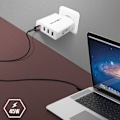 Miniatyrbillede 5 af 6: Vægoplader 45W 3x USB-porte 1x USB-C-port Sikker opladning Akashi Hvid Vit