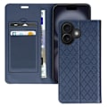 Miniatyrbild 1 av 6: Foliofodral för iPhone 16 Plus Diamantkorthållare Videostöd Nattblått Blå