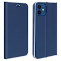 Miniatyrbillede 1 af 4: Hus til iPhone 12 / 12 Pro - AVIZAR - Øko-læder med carbon-effekt - Video støtte - Kortholder - Mørkeblå Midnattsblå Blå