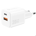 Miniatyrbillede 1 af 6: GaN III 20W Strømadapter med USB-C + USB Mini Format Forcell Hvid Vit