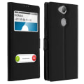 Miniatyrbillede 1 af 4: Housse Xperia XA2 - Sony - Coque Silicone Gel - Øko-læder - Dobbelt Vindue - Sort Svart