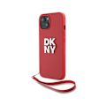 Pikkukuva 2 / 5: DKNY Punainen iPhone 13 -kuori metallisella logolla ja ranteenauhala Röd