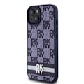 Miniatyrbillede 4 af 6: Elegant iPhone 15 Cover med Ternede og Stribede Mønstre DKNY Blå Blå