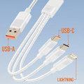 Miniatyrbild 3 av 5: USB till Lightning + 2 USB-C-kabel - LINQ - 60W snabbladdning - Längd 1,2m - Vit Vit