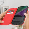 Pikkukuva 3 / 5: Kotelo iPhone 15:lle - AVIZAR - Korttitelineen videotuki Magneettinen läppä - punainen Röd