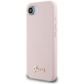 Miniatyrbild 2 av 6: Coque för iPhone 16e - Guess Silicone Script Metal Logo (GUHMPSE4SMBSLP) - Rosa rosa