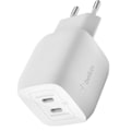 Miniatyrbillede 1 af 6: Belkin Hvid 45W GaN og PPS Hurtigoplader med Dobbelt USB-C, Kompakt Vit