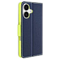 Miniatyrbild 2 av 6: Etui för iPhone 16 Plånbok Läder Saffiano Fancy Mörkblå Blå