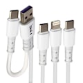 Miniatyrbild 2 av 5: USB-A / USB-C till USB-C, Lightning och Micro-USB-kabel Längd 1,2 meter LinQ