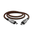 Pikkukuva 1 / 5: Câble Armuré Pro 240W USB-C vers USB-C Kevlar 1m CYGNETT Noir Orange