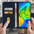 Miniatyrbild 3 av 4: Xiaomi Redmi Note 9 Fodral Heltäckande Korthållare Stativ Funktion Blå Blå Blå