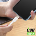 Pikkukuva 3 / 5: USB-USB-C-kaapeli MFi 18W Nylon punottu 1m lataus ja synkronointi Belkin valkoinen