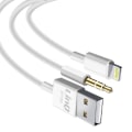 Miniatyrbillede 1 af 5: 2 i 1 iPhone-kabel med opladning og lydlængde 1,2 m LinQ Hvid