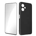 Miniatyrbillede 2 af 5: Etui til Xiaomi Redmi Note 12 - AVIZAR - Sort blød silikone og sort hærdet glas