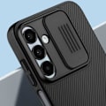 Miniatyrbild 3 av 6: Nillkin hårt fodral för Samsung Galaxy A15 5G - Stötsäkert förstärkta hörn - skjutbart kameraskydd - svart Svart