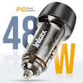 Miniatyrbillede 3 af 5: Lighteroplader 48W USB-C + USB Hurtigopladning LED indikator Inkax Transparent Transparent