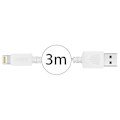 Miniatyrbild 4 av 5: C Lightning-kabel - Inkax - 3m - Snabbladdning 2.1A - Synchronisering - USB Vit