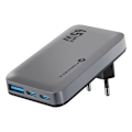 Miniatyrbillede 1 af 5: GaN III 65W vægoplader med 2 USB-C + USB Hurtigopladning Ultra-tynd Forcell Grå