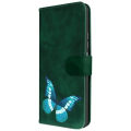 Miniatyrbillede 1 af 5: Etui til Xiaomi Redmi Note 12 tegnebog i imiteret læder, grønt, sommerfugledesign Grön