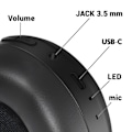 Miniatyrbillede 3 af 6: Bluetooth ANC-hovedtelefoner, vandtætte IP44, sammenklappelige med puder, Swissten Sort