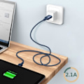 Miniatyrbild 4 av 5: Ekologisk kabel Mikro-USB Intensitet 2,1A 2m Återvinningsbar bara grön kungblå